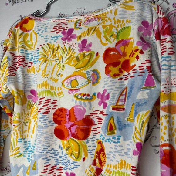 Take two clothing co sequin top paint water color sparkly fish tropical beach - Picture 3 of 10